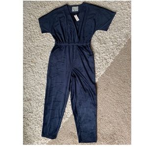 Anthropologie - Navy Blue Velvet Jumpsuit